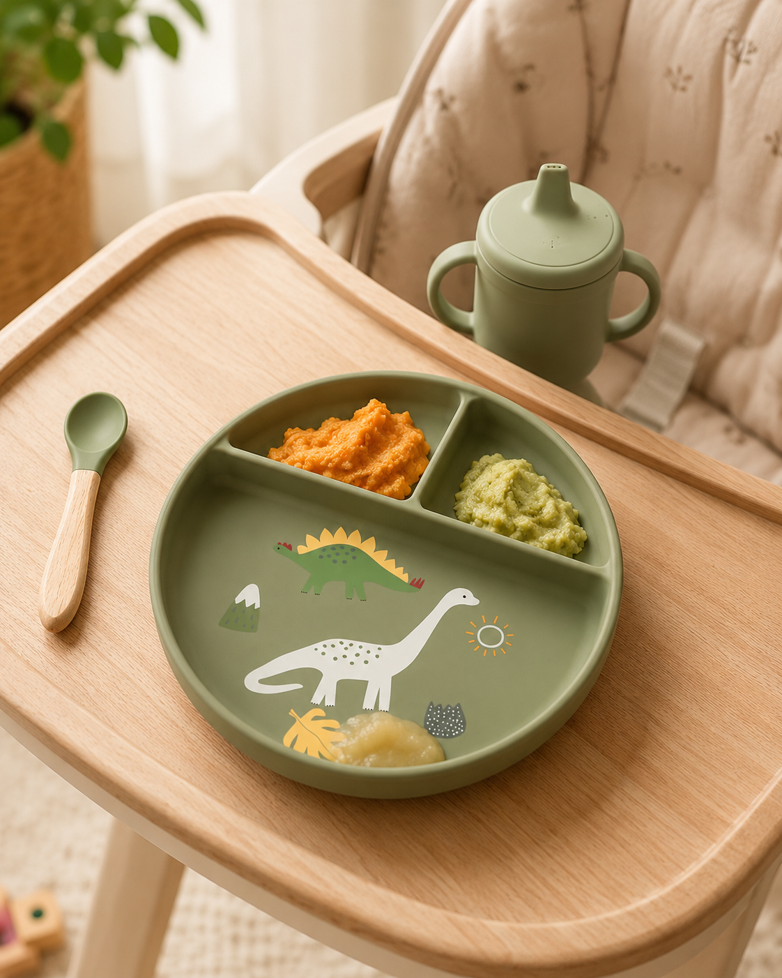 Dinosaur Silicone Baby Plate lifestyle